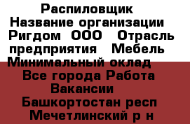 Распиловщик › Название организации ­ Ригдом, ООО › Отрасль предприятия ­ Мебель › Минимальный оклад ­ 1 - Все города Работа » Вакансии   . Башкортостан респ.,Мечетлинский р-н